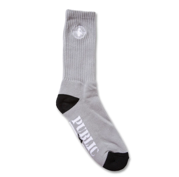 Lakai x Public Enemy Sniper Logo Socks Grey/Black.png