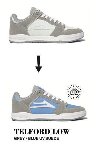 Lakai Telford Low Skate Shoes - Grey/Blue UV Suede SHADE TO SUN.png
