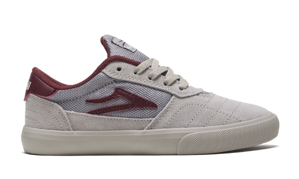 Lakai Cambridge Kids Skate Shoes - Grey/Burgundy Suede.jpg