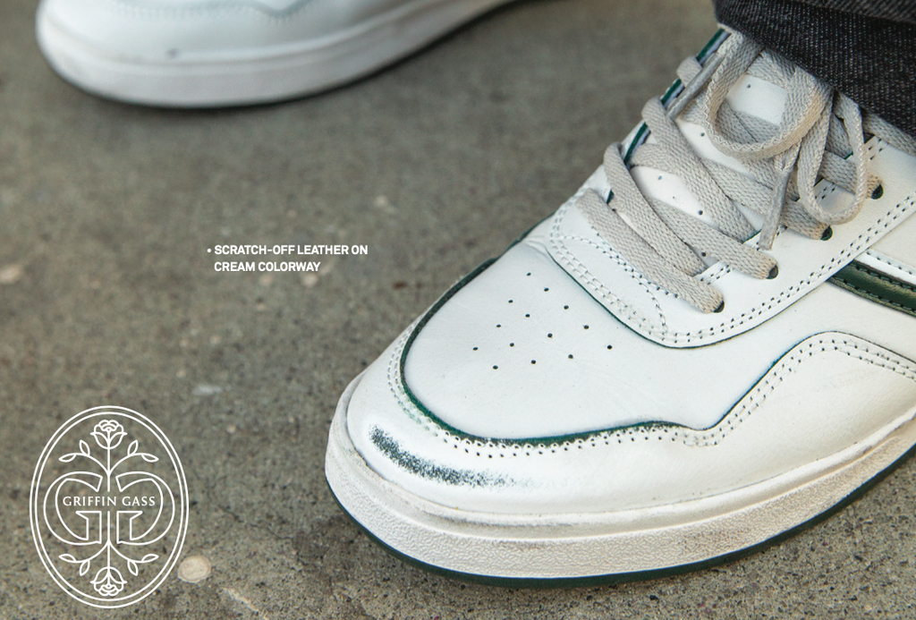 Lakai Terrace Leather Skate Shoes - Cream/Pine detail 6.png