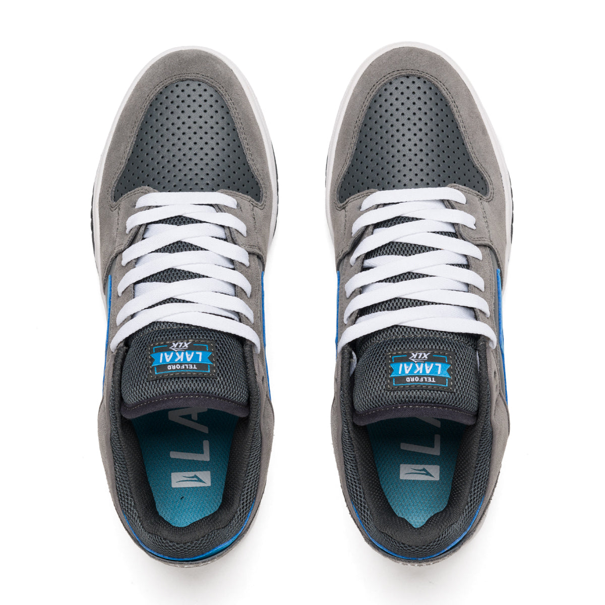 Lakai Telford Low Skate Shoes - Grey/Cyan